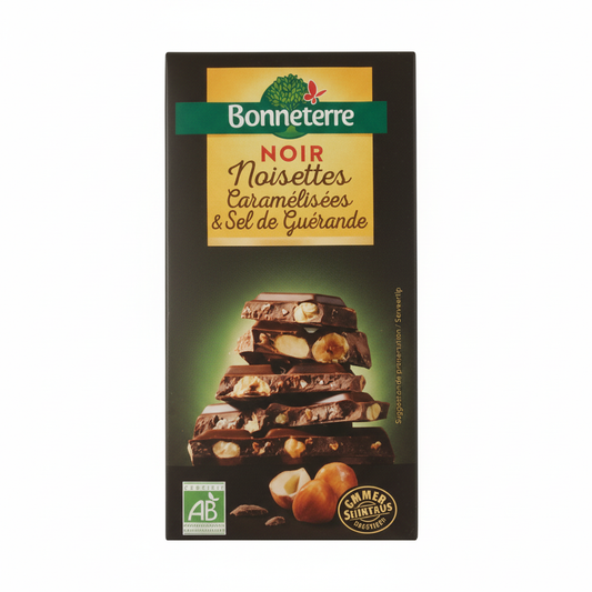 Chocolat noir noisettes caramel sel